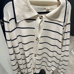 Striped Cream Cardigan Sweater